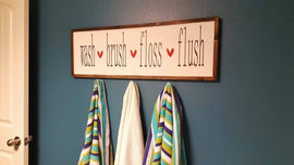Wash brush floss flush- framed