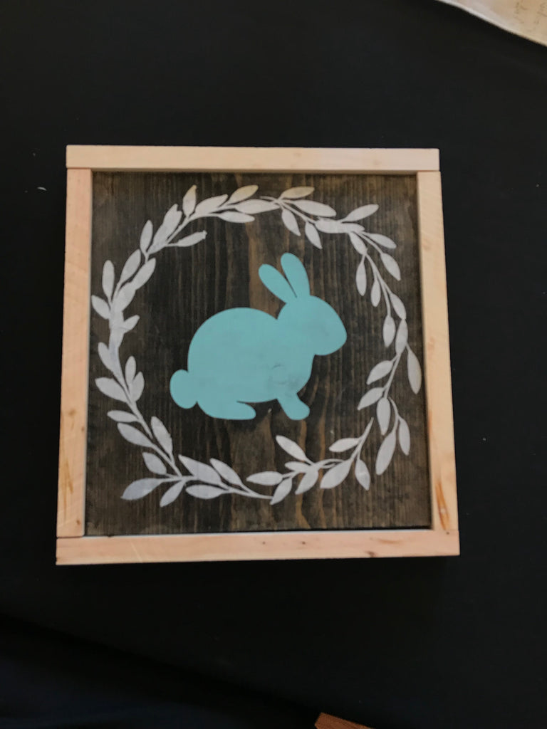Bunny wreath framed